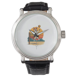 Vintage Corgi Volleyball Retro-Sonnenuntergang Vek Armbanduhr