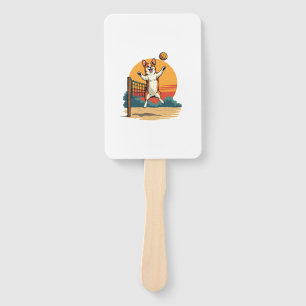 Vintage Corgi Volleyball Retro-Sonnenuntergang-Vek Fächer