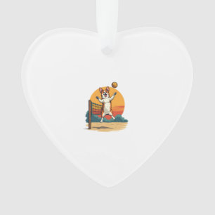 Vintage Corgi Volleyball Retro Sonnenuntergang Vek Ornament