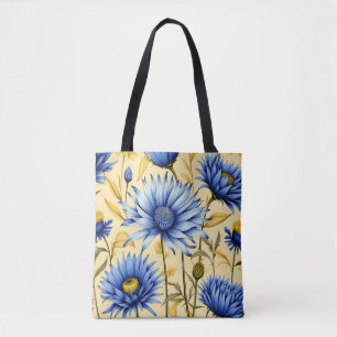 Vintage Cornflower Blau und Gelbe Blüte Tasche
