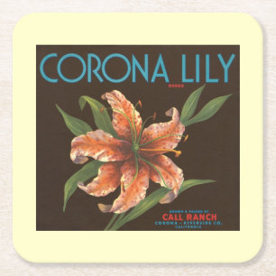 Vintage Corona Lily Kalifornien Obstkistenetikett Rechteckiger Pappuntersetzer