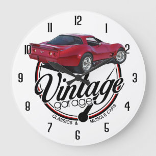 Vintage Corvette Garage Große Wanduhr
