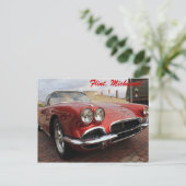 Vintage Corvette Postkarte (Stehend Vorderseite)