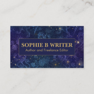Vintage Cosmic Navy und Gold Autoren Schriftstelle Visitenkarte