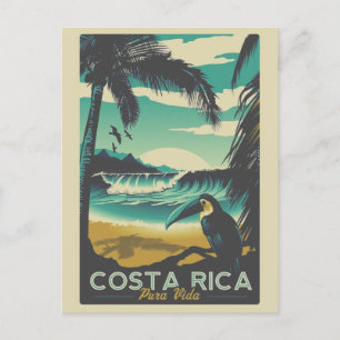 Vintage Costa Rica Ozeanstrand Tukan Reise Postkarte