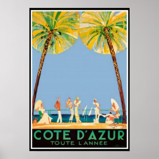 Vintage Cote D’Azur Travel Poster (Vorne)