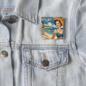 Vintage Cote D'Azur Beach Girl Button (Beispiel)