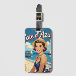 Vintage Cote D'Azur Beach Girl Gepäckanhänger