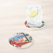 Vintage Cote D'Azur Beach Girl Getränkeuntersetzer (Seite)