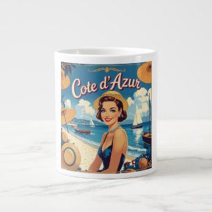 Vintage Cote D'Azur Beach Girl Jumbo-Tasse