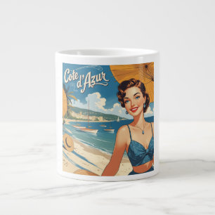 Vintage Cote D'Azur Beach Girl Jumbo-Tasse