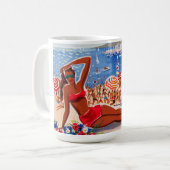 Vintage Cote D'Azur Beach Girl Kaffeetasse (Vorderseite Links)