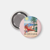 Vintage Cote D'Azur Beach Girl Magnet (Vorderseite/Rückseite)