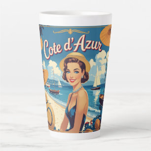 Vintage Cote D'Azur Beach Girl Milchtasse