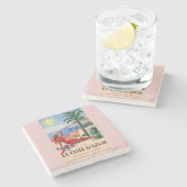 Vintage Cote D'Azur Beach Girl Steinuntersetzer (Seitenansicht)