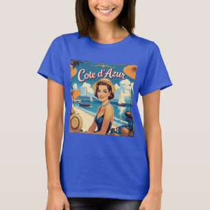 Vintage Cote D'Azur Beach Girl T-Shirt