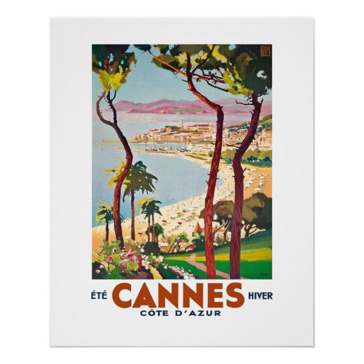 Vintage Côte d'Azur Cannes Poster (Vorderseite)