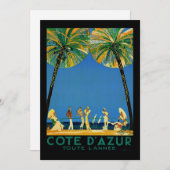 Vintage Côte d'Azur Feiertagskarte (Vorne/Hinten)