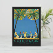 Vintage Côte d'Azur Feiertagskarte (Stehend Vorderseite)
