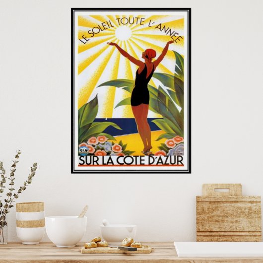 Vintage Côte d'Azur, Frankreich - Poster (Küche)