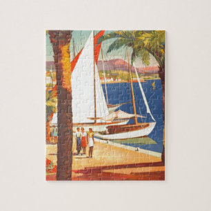 Vintage Cote d'Azur Franzose-Reise Puzzle