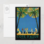 Vintage Côte d'Azur Französische Reise Postkarte (Vorne/Hinten)