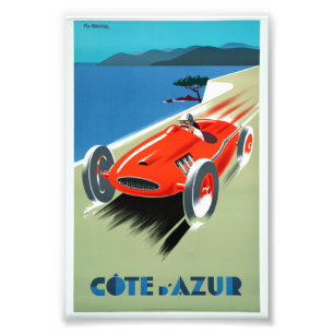 Vintage Cote d'Azur Französische Riviera Rennreise Fotodruck