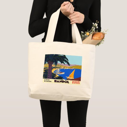 Vintage Cote D'Azur Jumbo Stoffbeutel (Vorderseite (Produkt))