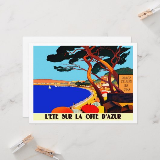 Vintage Côte d'Azur Karte (Vorderseite/Rückseite Beispiel)