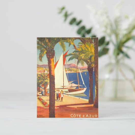 Vintage Côte d'Azur Postkarte (Stehend Vorderseite)