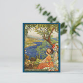 Vintage Côte d'Azur Postkarte (Stehend Vorderseite)