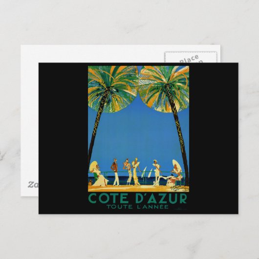 Vintage Côte d'Azur Postkarte (Vorne/Hinten)