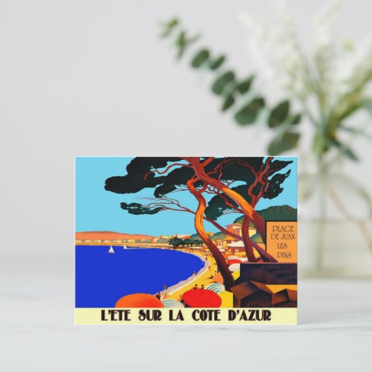 Vintage Côte d'Azur Postkarte (Stehend Vorderseite)