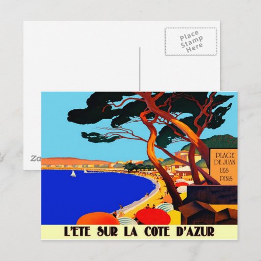 Vintage Côte d'Azur Postkarte (Vorne/Hinten)