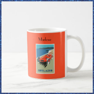 Vintage Cote d'Azur Race Car Travel Poster Kaffee Kaffeetasse
