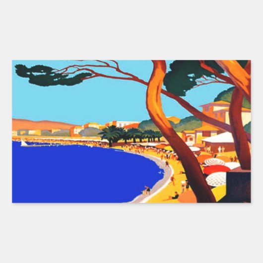 Vintage Côte d'Azur Rechteckiger Aufkleber (Vorderseite)
