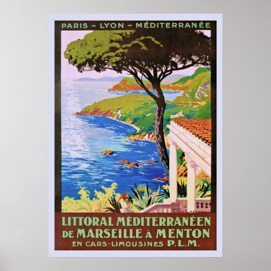 Vintage Côte d'Azur Reiseanzeige Poster (Vorne)