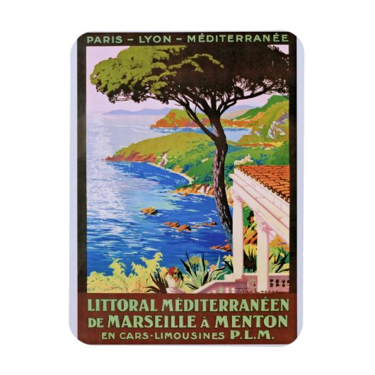 Vintage Côte d'Azur Reisebüro und Poster Magnet (Vertikal)