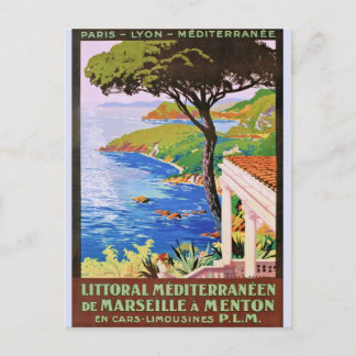 Vintage Côte d'Azur Reisebüro und Poster Postkarte
