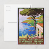 Vintage Côte d'Azur Reisebüro und Poster Postkarte (Vorne/Hinten)