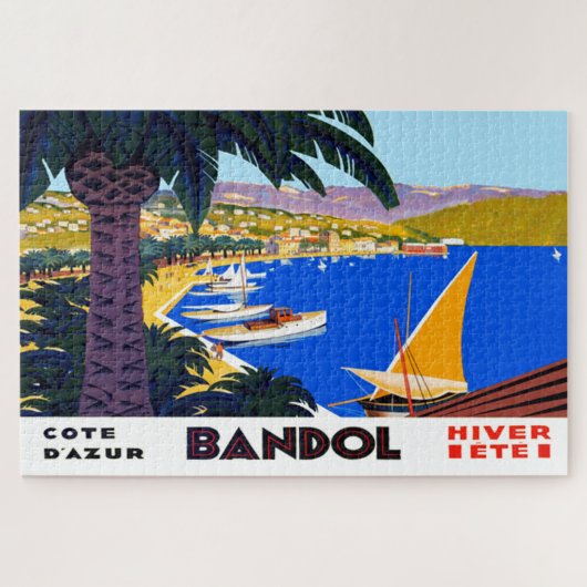 Vintage Côte d'Azur Reisevorführung Puzzle (Horizontal)