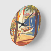 Vintage Côte d'Azur Runde Wanduhr (Winkel)