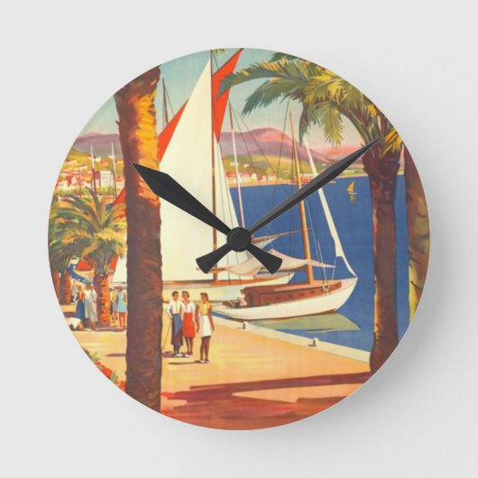 Vintage Côte d'Azur Runde Wanduhr (Vorderseite)