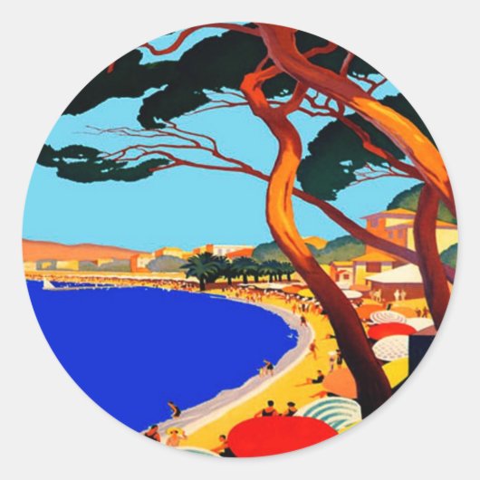 Vintage Côte d'Azur Runder Aufkleber (Vorderseite)