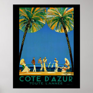 Vintage Cote D'Azur Toute Lannee Französisch Reise Poster