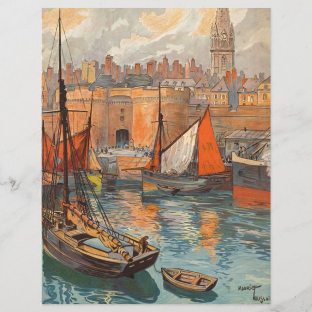 Vintage Cote d'Emeraude Saint Malo Port Tourismus (Vorderseite)