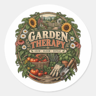 Vintage Cottage-Garten Runder Aufkleber