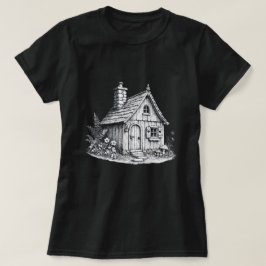 Vintage Cottage Skizze Cottagecore Kunst T-Shirt