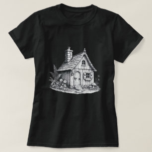 Vintage Cottage Skizze Cottagecore Kunst T-Shirt