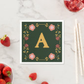 Vintage Cottage Tea Grün Monogramm Serviette (Beispiel)